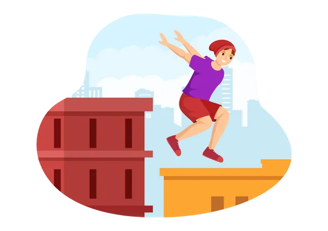 Garçon faisant du parkour  Illustration