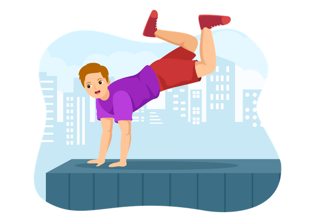 Garçon faisant du parkour  Illustration