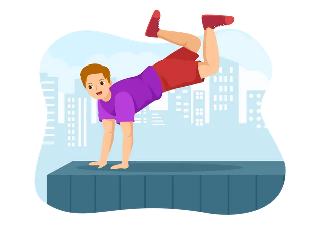 Garçon faisant du parkour  Illustration