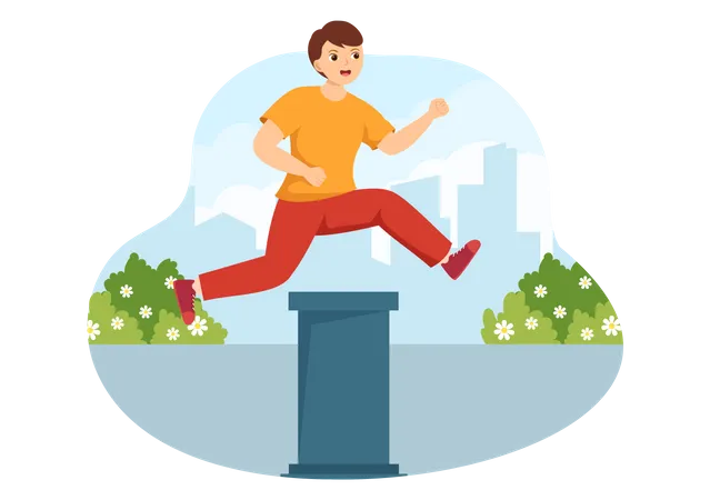 Garçon faisant du parkour  Illustration