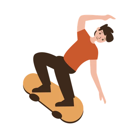 Garçon faisant Kick flip skateboard  Illustration