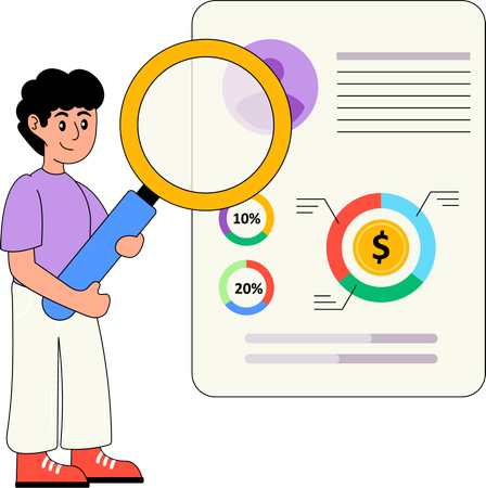 Garçon effectuant une analyse de données financières  Illustration