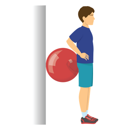 Garçon faisant de l'exercice avec un ballon de gym  Illustration