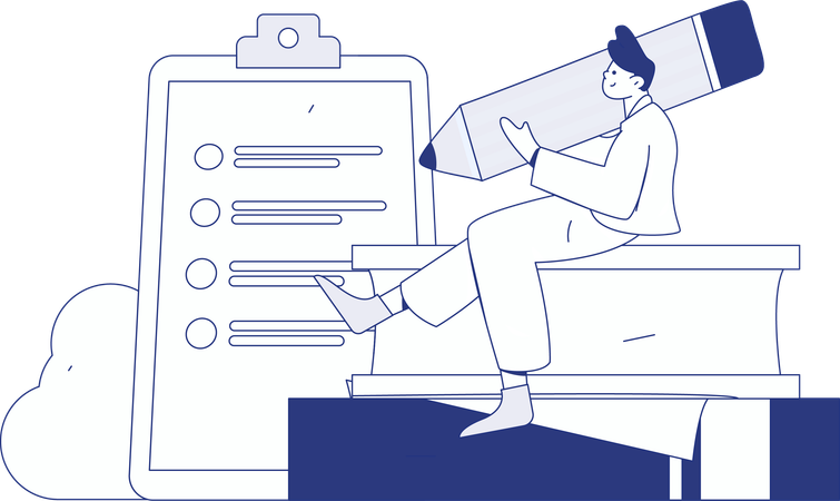 Garçon effectuant une évaluation client  Illustration