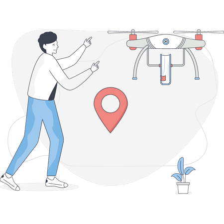 Garçon effectuant une livraison avec un drone  Illustration