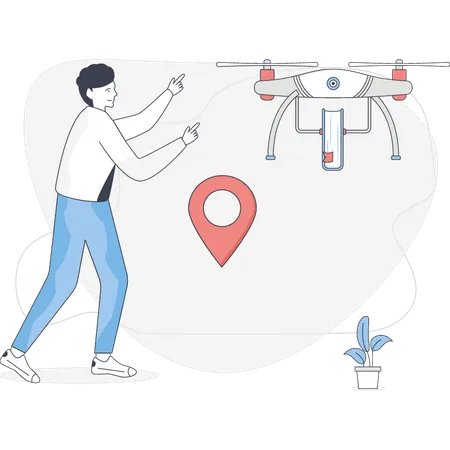 Garçon effectuant une livraison avec un drone  Illustration