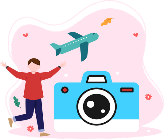 Garçon faisant de la photographie de voyage  Illustration