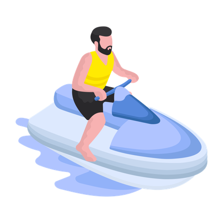 Le garçon fait du ski nautique  Illustration