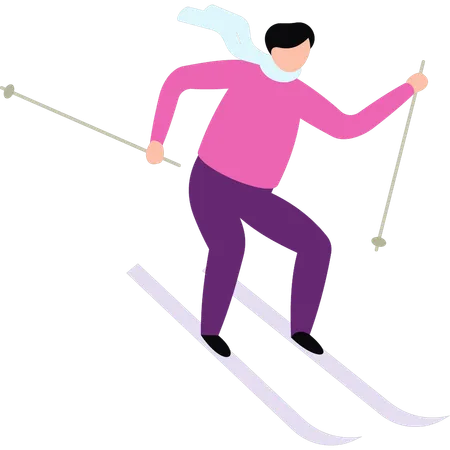 Le garçon fait du ski sur glace  Illustration