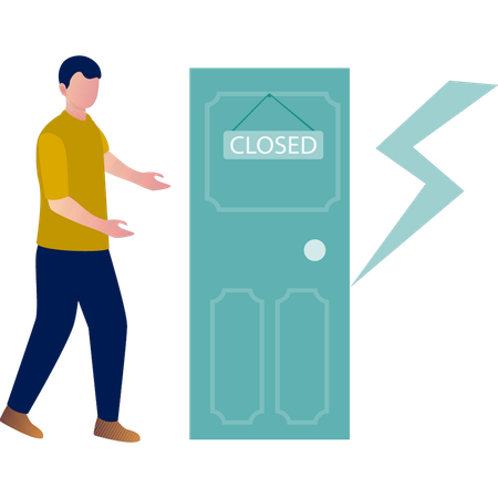Garçon fermé la porte de la salle d'électricité  Illustration