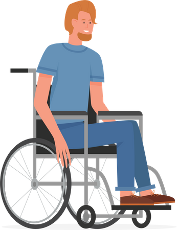 Garçon handicapé assis sur un fauteuil roulant  Illustration