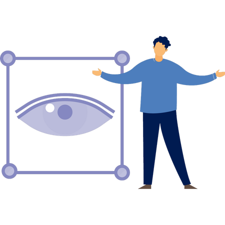 Garçon heureux avec un avis sur les yeux  Illustration