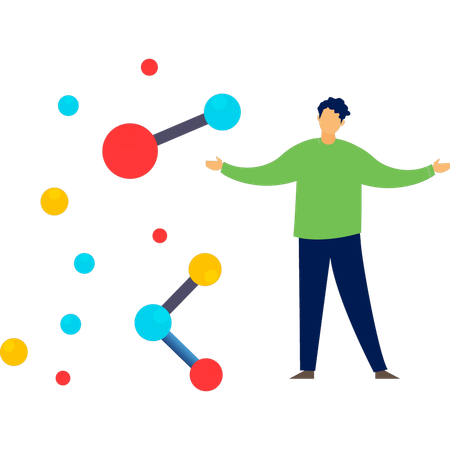 Garçon heureux de voir des atomes  Illustration