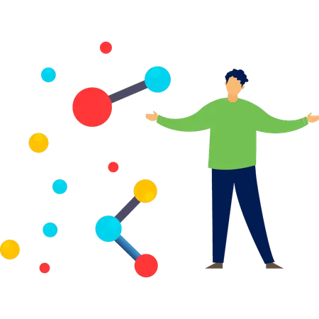 Garçon heureux de voir des atomes  Illustration