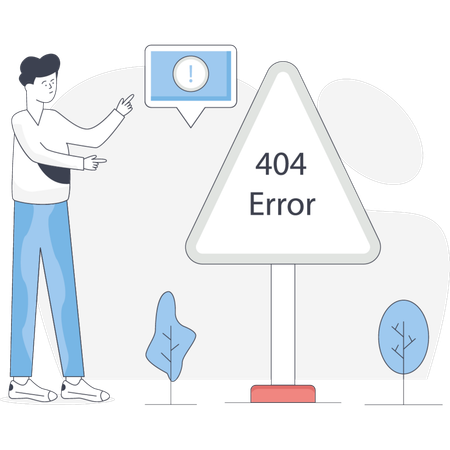 Un garçon s'inquiète de l'erreur 404  Illustration