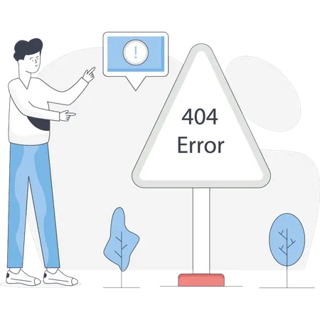 Un garçon s'inquiète de l'erreur 404  Illustration