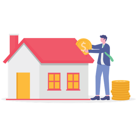 Un garçon investit dans une maison intelligente  Illustration