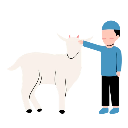 Garçon islamique avec chèvre  Illustration