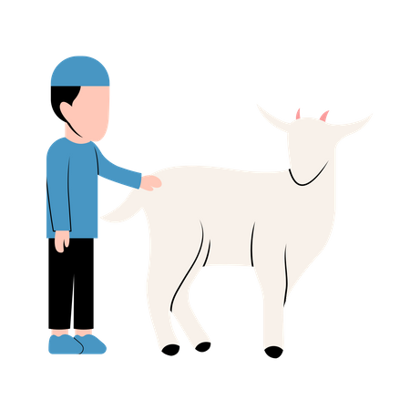 Garçon islamique avec chèvre  Illustration