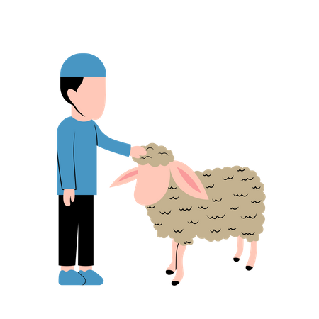 Garçon islamique avec mouton  Illustration