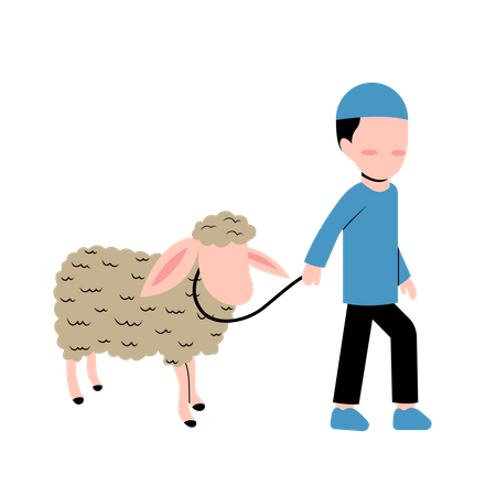 Garçon islamique avec mouton  Illustration