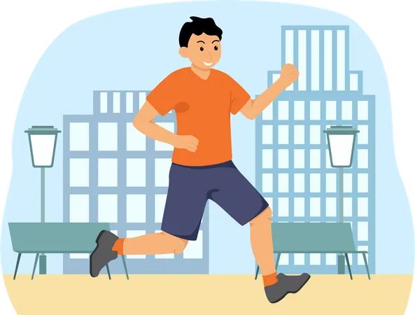 Garçon qui fait du jogging  Illustration