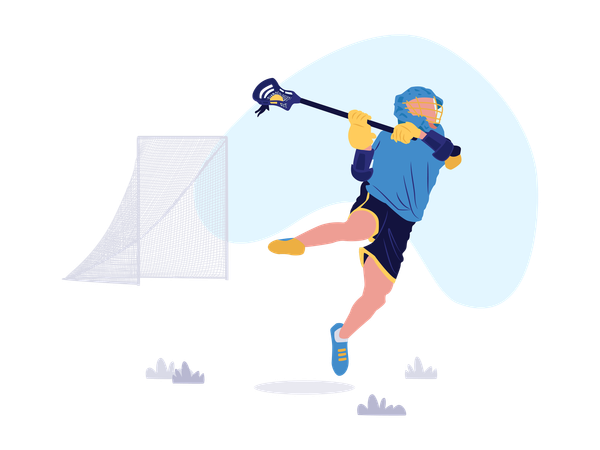 Garçon jouant à la crosse  Illustration
