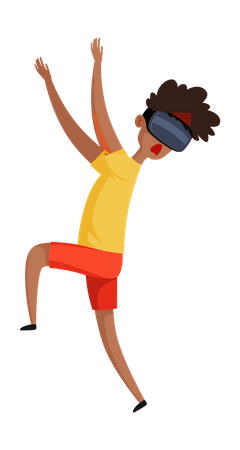 Garçon jouant à un jeu vr  Illustration