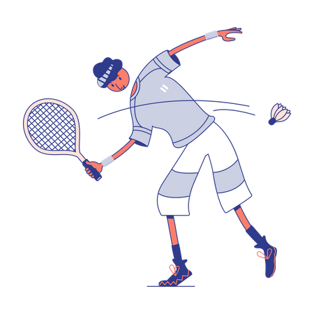 Garçon jouant au badminton  Illustration