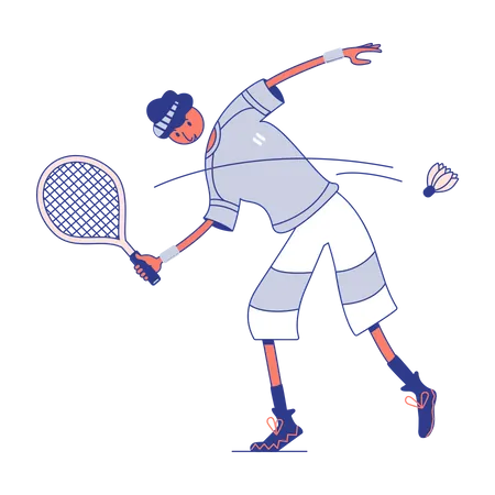 Garçon jouant au badminton  Illustration