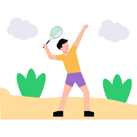 Garçon jouant au badminton  Illustration