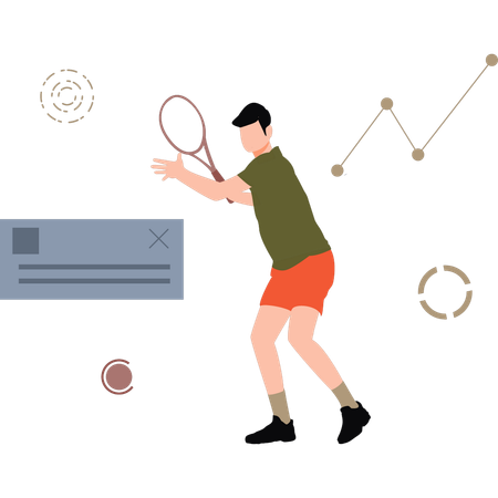 Garçon jouant au badminton tout en portant de la VR  Illustration