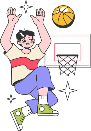 Garçon jouant au basket-ball  Illustration