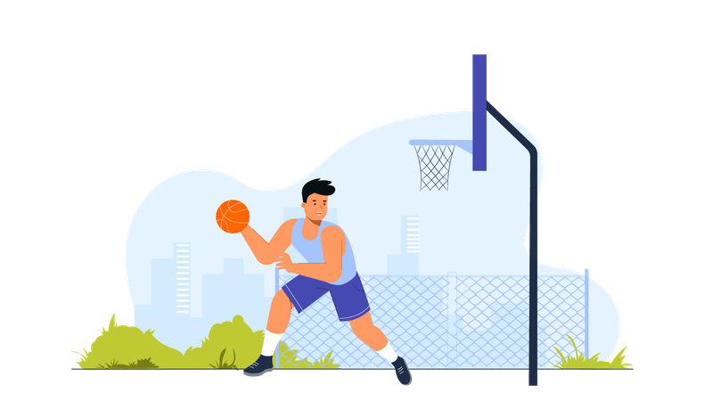 Garçon jouant au basket-ball  Illustration