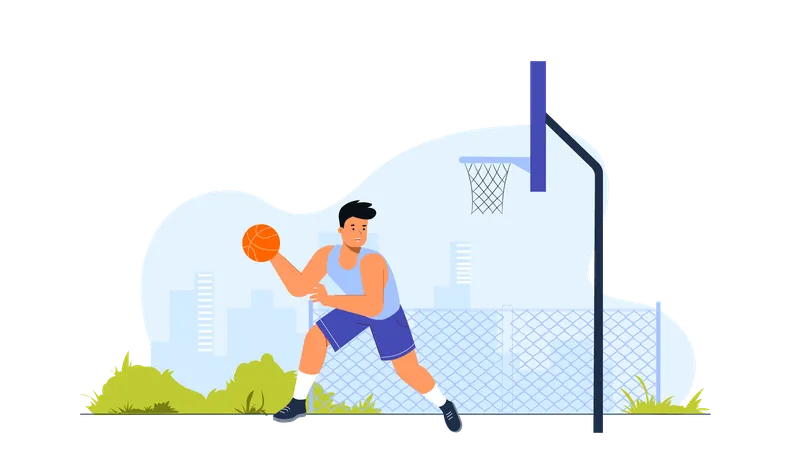 Garçon jouant au basket-ball  Illustration