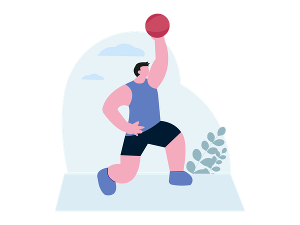 Garçon jouant au basket-ball  Illustration