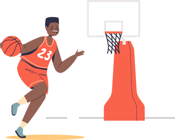 Garçon jouant au basket-ball  Illustration