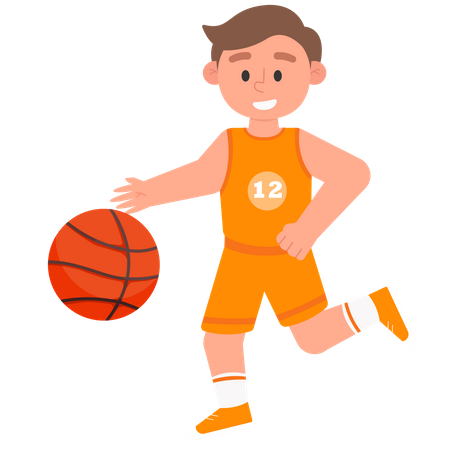 Garçon jouant au basket-ball  Illustration