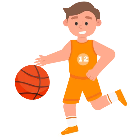 Garçon jouant au basket-ball  Illustration