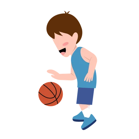 Garçon jouant au basket-ball  Illustration