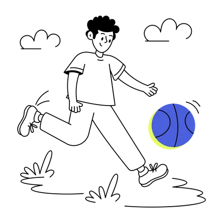 Garçon jouant au basket dehors  Illustration