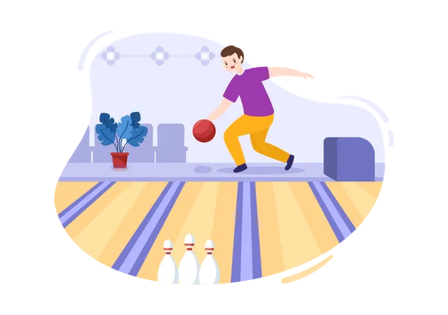 Garçon jouant au jeu de bowling  Illustration