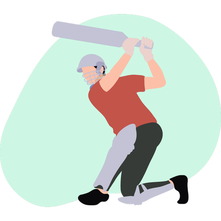 Garçon jouant au cricket  Illustration