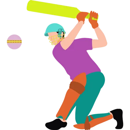 Garçon jouant au cricket  Illustration