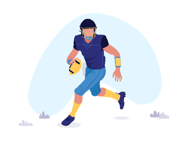 Garçon jouant au ballon de football américain  Illustration