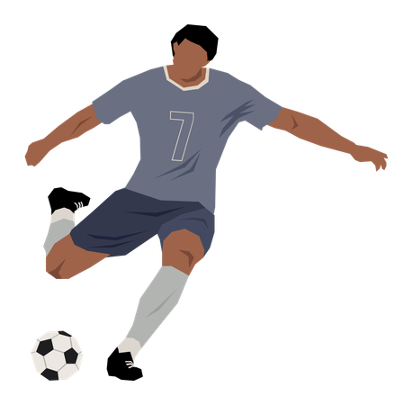 Garçon jouant au football  Illustration