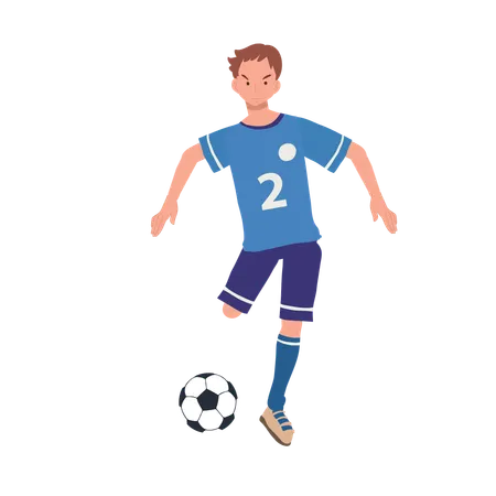 Garçon jouant au football  Illustration