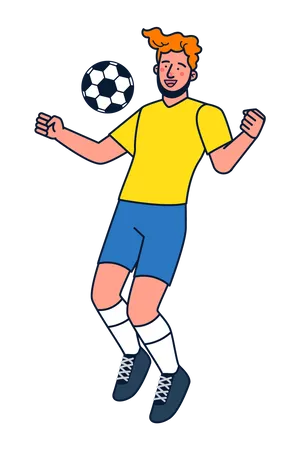 Garçon jouant au football  Illustration