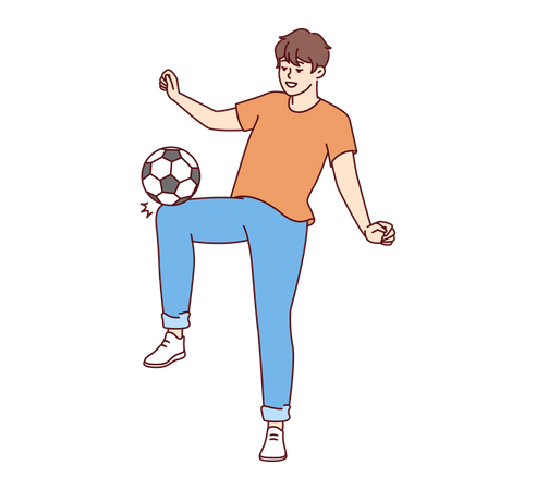 Garçon jouant au football  Illustration