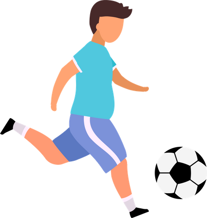 Garçon jouant au football pour perdre du poids  Illustration